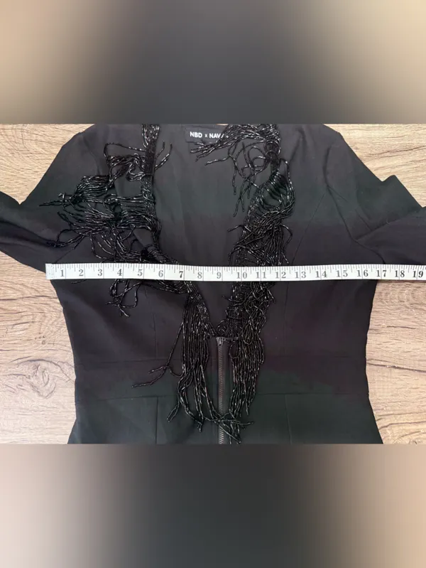 Revolve NBD x HAVEN mini dress black beaded fringe/tassle - Millie Size small‎ - Image 6