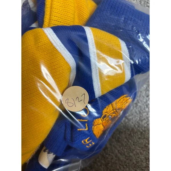 Vintage 80s Dehen 1920 Varsity Sweater Small Blue Yellow Dexter Lions Cheer Wool - Image 9