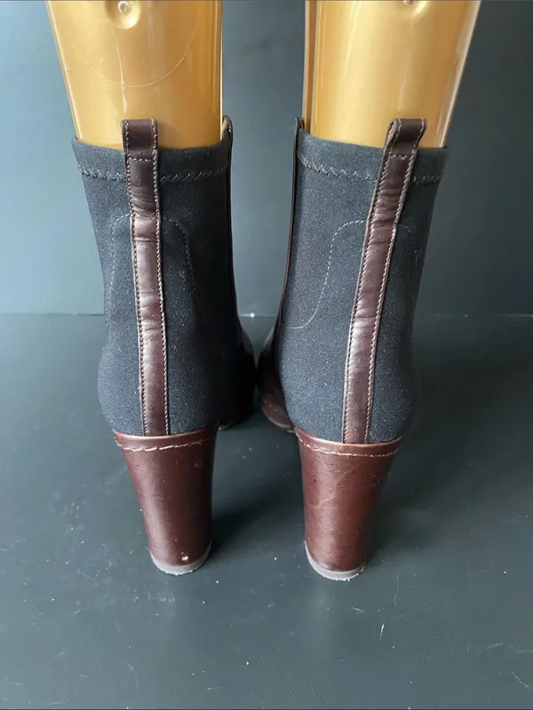 Stuart Weitzman Leather Platform Ankle Heeled Boots Booties Brown Black 6.5 - Image 4