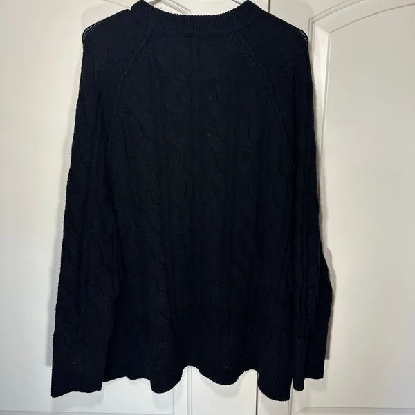 Aerie Oversized Happy Place Cable Sweater Knit Tunic‎ Soft Cozy Black Womens M - Image 5