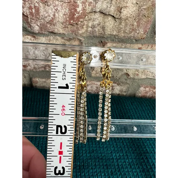 Rhinestone waterfall clip on Earrings - Image 2