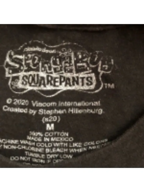 Nickelodeon SpongeBob SquarePants Black Graphic Cropped T-Shirt Medium - Image 8