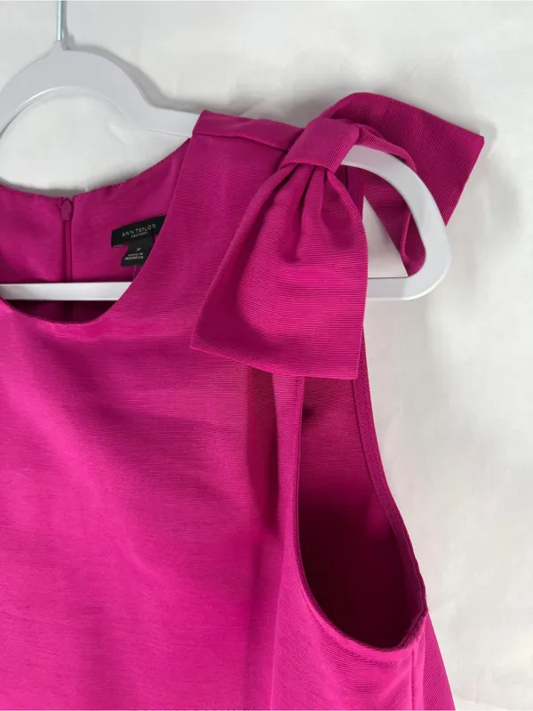 Ann Taylor Factory Sleeveless Shift Dress with Shoulder Bow Fuchsia NWT Size 10 - Image 6