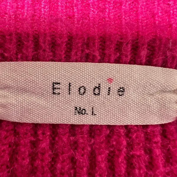 Elodie Sweater Bright Pink Ribbed Knit Crew Neck Long Sleeve‎ Top Large - Image 2