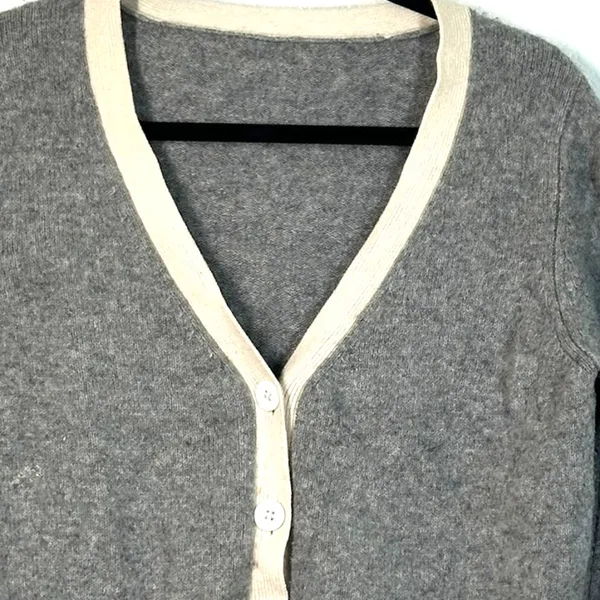 Rag & Bone S Cashmere Sweater button-down cardigan knit Gray Navy V-neck Luxury - Image 4