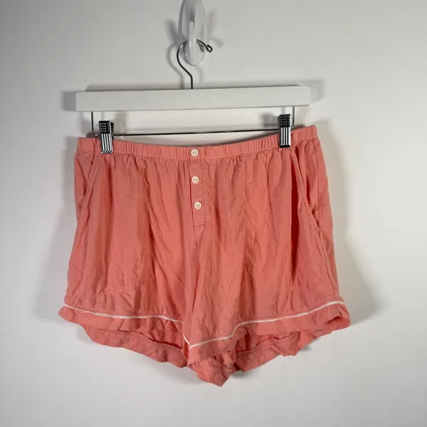 Soma Cool Nights Pajama 3 Piece Set Short Sleeve Shorts Pants Orange Womens Med - Image 15