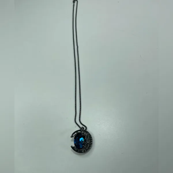 Beautiful Royal Blue Crescent Moon Necklace Goth Whimsical Gypsy Whimsigoth - Image 3