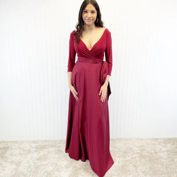 Alfred Sung Jersey‎ Mikado Gown Dress Womens 4 Burgundy Formal Holiday Gala - Image 7