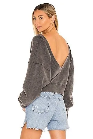 Free People Open Back Grey Crew Neck - Image 2