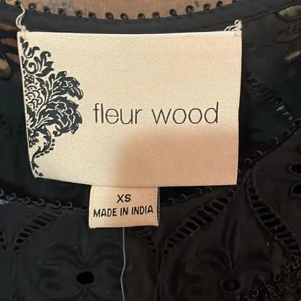 Anthropologie Fleur Wood Black Lace Top with 3/4 Sleeves, NWT - Image 2