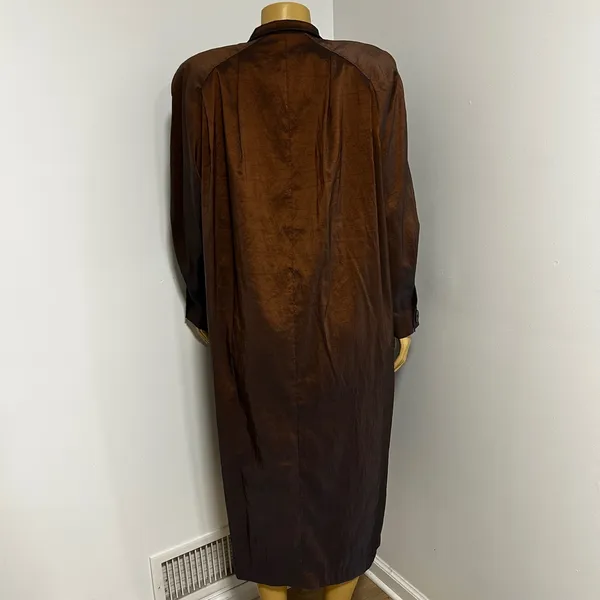 Vision Women's Long Sleeve Button Front Coat Bronze‎ Metallic Sheen Size M Brown Size L - Image 5