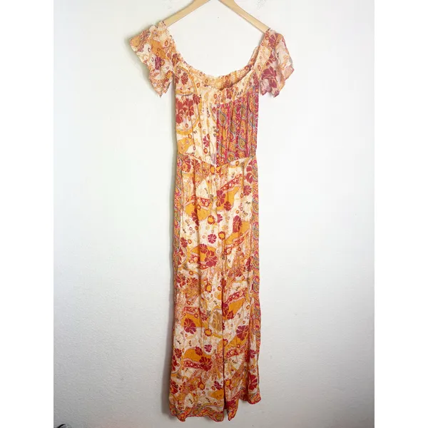 NWT Free People Carmen Jumpsuit Off Shoulder Floral Wide Leg Size Small Bohemian - Image 13