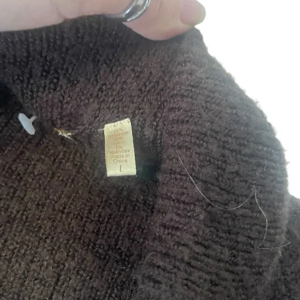 True Grit Women's Size Large Brown Chunky Button Hippie‎ Knit Sweater - Image 6