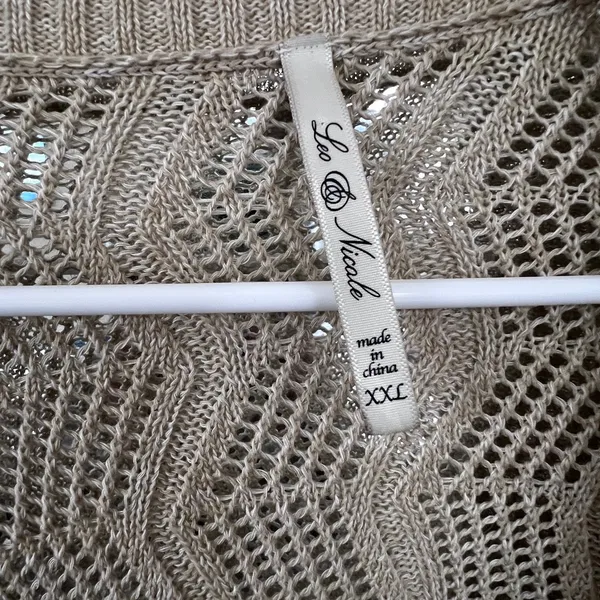 Leo & Nicole Tan Open-Knit Cardigan - Image 2