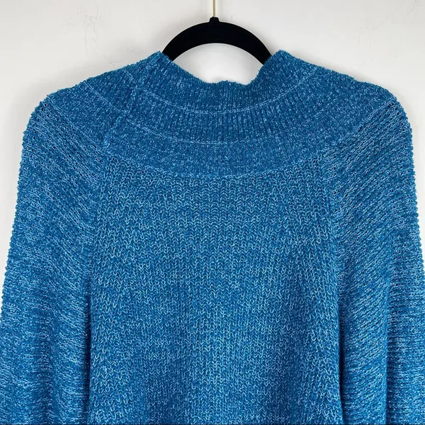 Free People Edessa Blue Balloon Sleeve Sweater Slouchy Sz XS Boho - Image 8