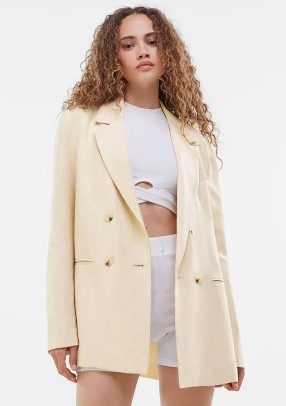 Nwt Cream Beige Oversize Boyfriend Blazer Suit Jacket - Image 2