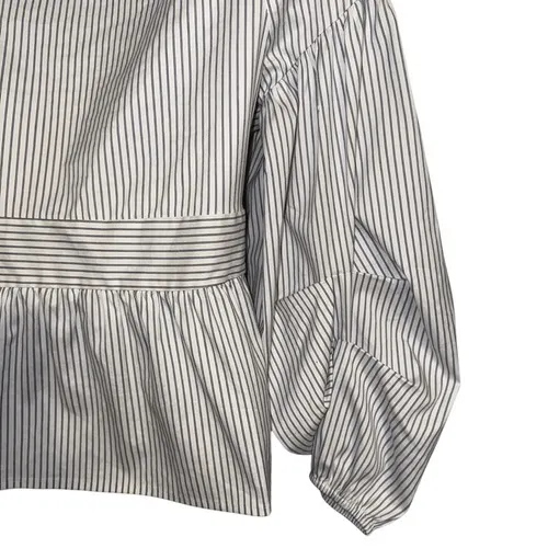 EXPRESS Belted Wrap Tie Top 3/4" Balloon Sleeves Cerulean Blue & White‎ NWOT S - Image 7