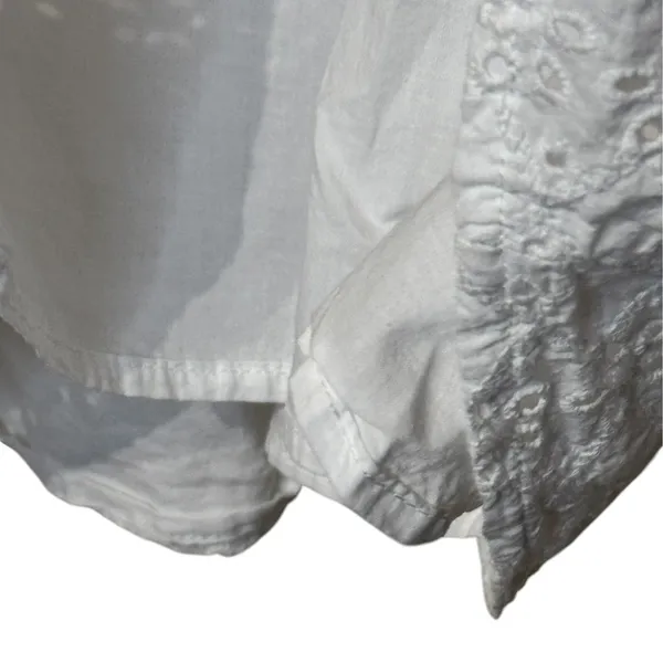Draper James Womens White Eyelet Puffed Sleeve Peasant V-Neck Blouse XXL - Image 7