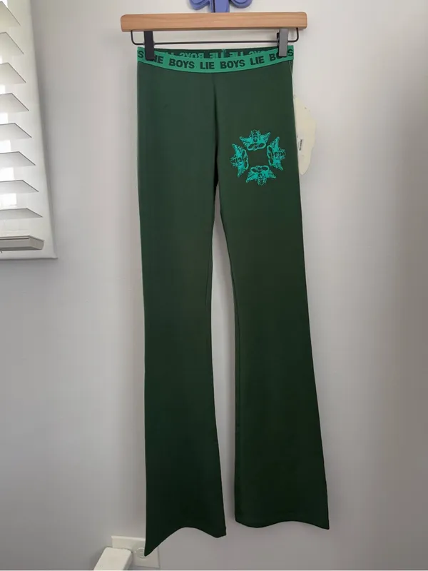 Boys Lie Small NEW Kindling V2 Pants Green Bootcut Lounge Comfy Angels Coquette - Image 3