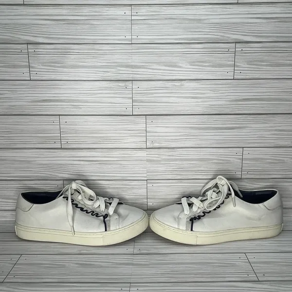 Tory‎ Burch Tory Sport Ruffle Sneakers Athleisure Chic Women White Navy Size 8 - Image 6