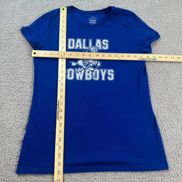 Dallas Cowboys Women Blue Graphic T-Shirt Large NFL Football Distressed Old Navy - Image 2