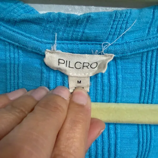 Pilcro Turquoise Blue Ribbed Scoop Neck Tank Top Sz M - Image 5
