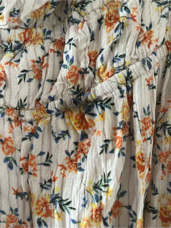 Lost + Wander Floral White Orange Maxi Dress Small Cottagecore Romantic Prairie - Image 5