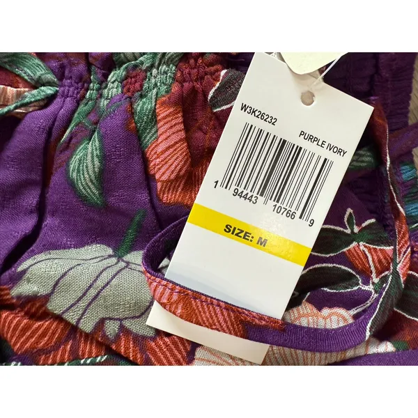 Band of the Free Floriane Boho Girly Floral Long Sleeve Crop Blouse Purple M - Image 3