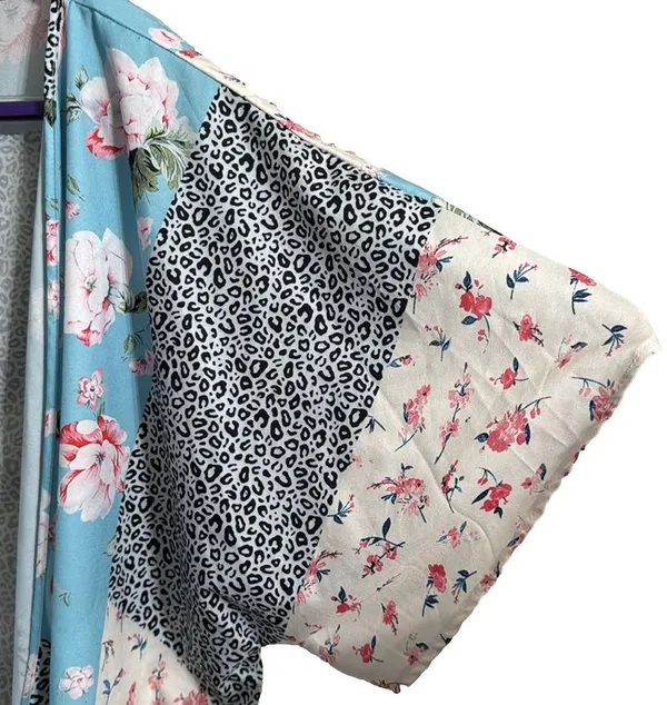 Kimono with floral print Blue Size XXL - Image 4
