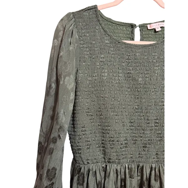 Baltic‎ Born Stockholm Smocked Maxi Dress Dark Green sz XL - Image 13
