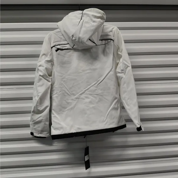 PinFin Womens Hooded Windbreaker Jacket Sz Medium White Outdoor Hiking Rain Coat - Image 11