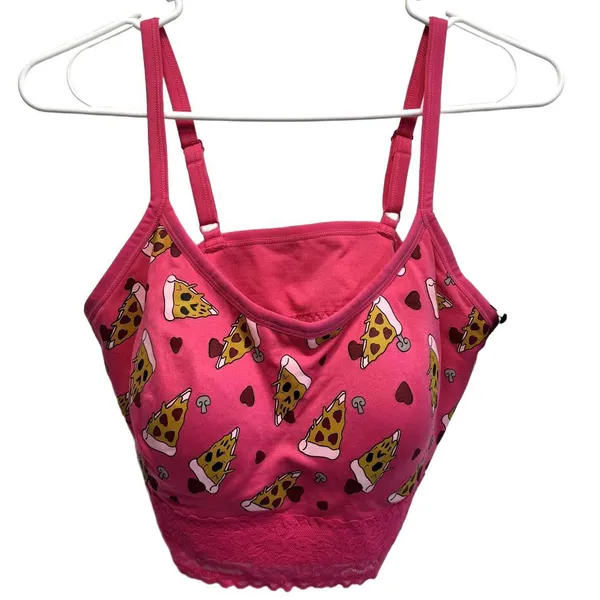 Torrid Seamless Lace Band Pizza My Heart Pink Bralette Size 0 (L/12) - Image 4