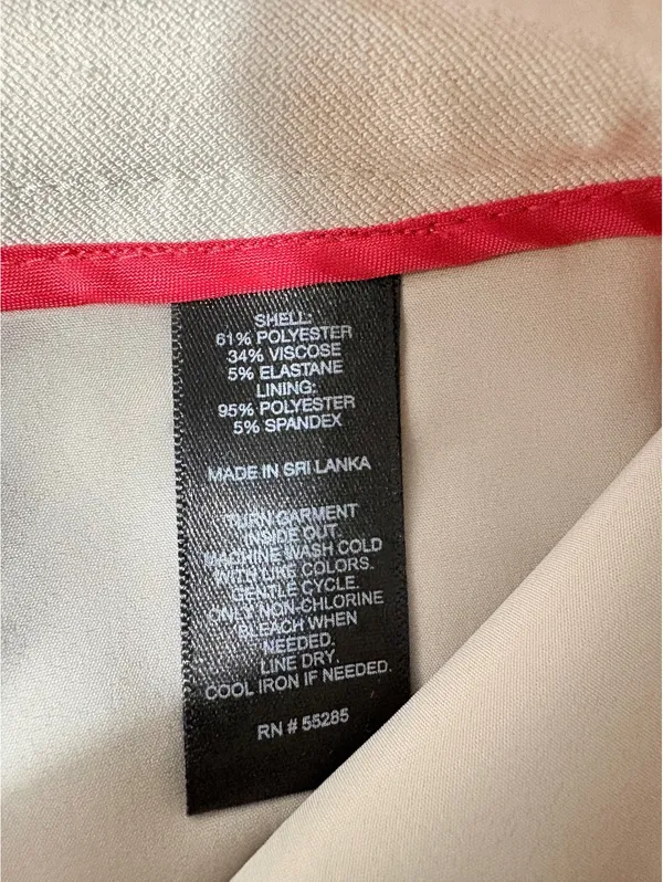 Express Women's Beige Pencil Skirt with Gold and Black Belt Detail, Size 8 - Image 7