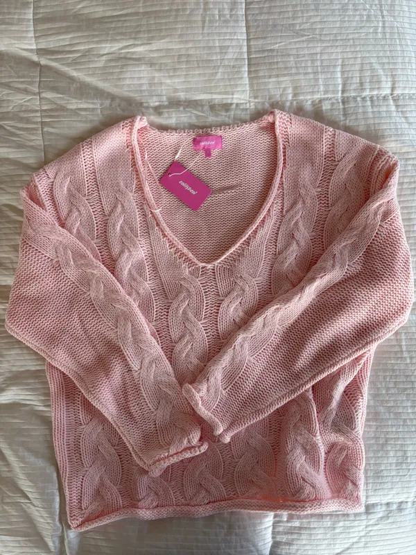 Edikted Inga Pink Off-The-Shoulder Sweater Top - Image 2