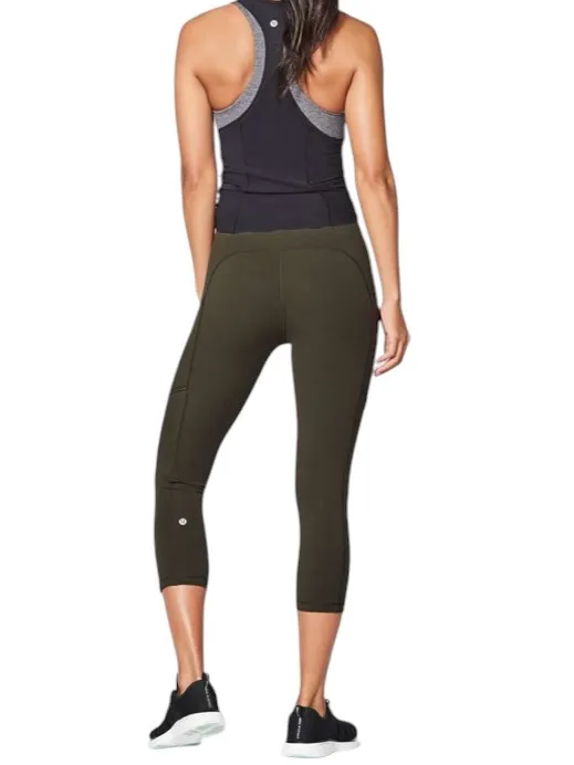 Lululemon Speed Up Crop Atletic Legging 21” Dark Olive Size 8 - Image 3