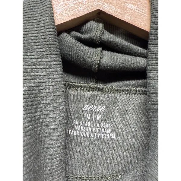Aerie Women Sz M‎ Cowl Neck Oversized Sweatshirt Green Boho Pullover - Image 3