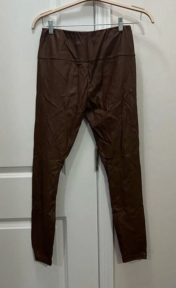 Paper Crown Tan Vegan Leather Leggings Size Small $218 - Image 4