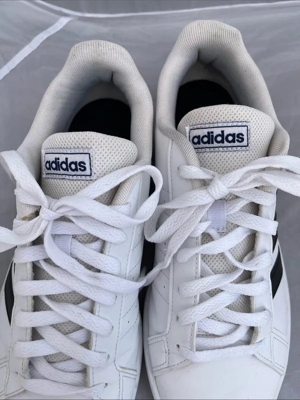 adidas Grand Court White and Black Classic Low Top Sneakers - Size 8.5 - Image 10