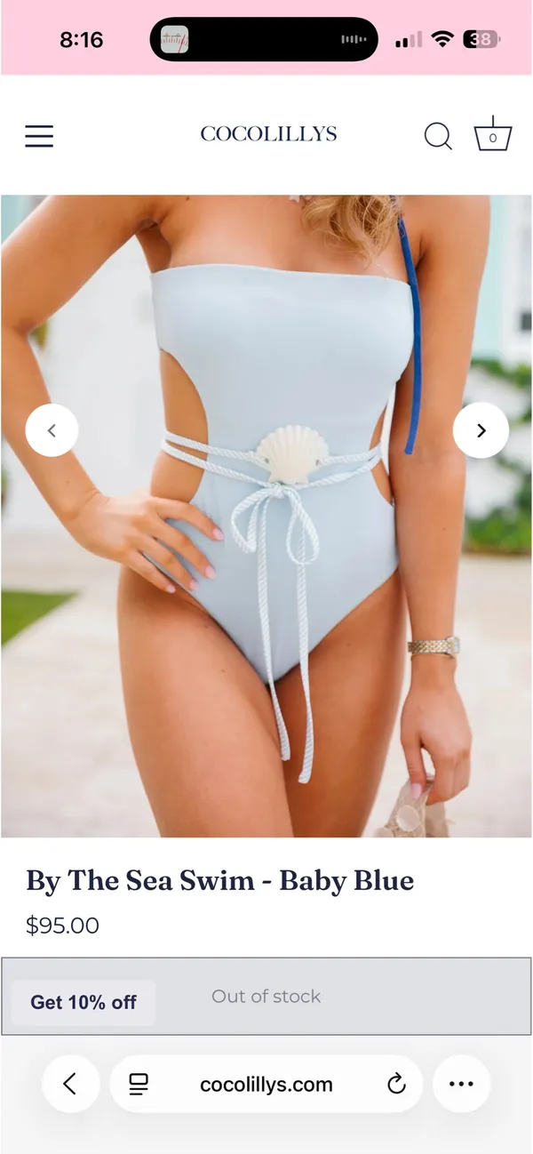 Coco Lily cut out baby blue seashell one piece swimsuit - Image 5