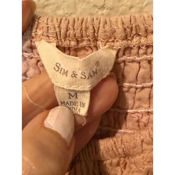Sim & Sam Pink Swiss Dot Midi Dress Boho Smocked Tiered Sundress Size M - Image 4
