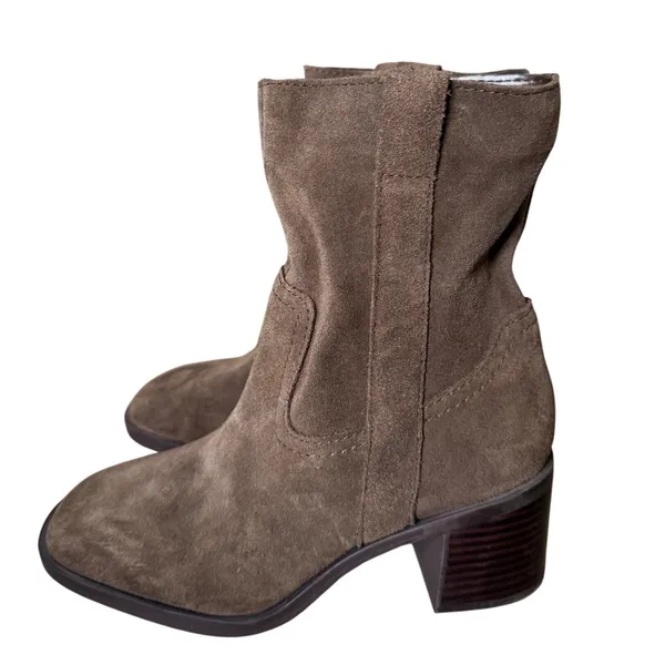 Steve Madden Romney Brown Suede Western Ankle Boots Square Toe Block Heel 6 - Image 3