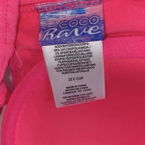 NWT 32C Coco Rave Bae pink push up detachable strap lightly‎ padded bikini - Image 4