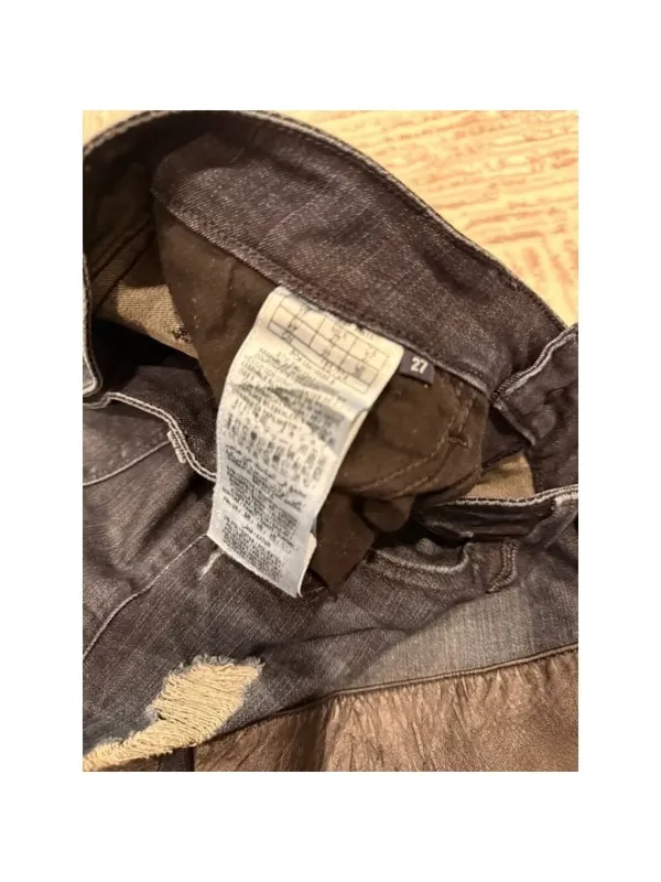 GUESS women's 27" waist blue denim skinny jeans with black leather ankle zippers - Image 2