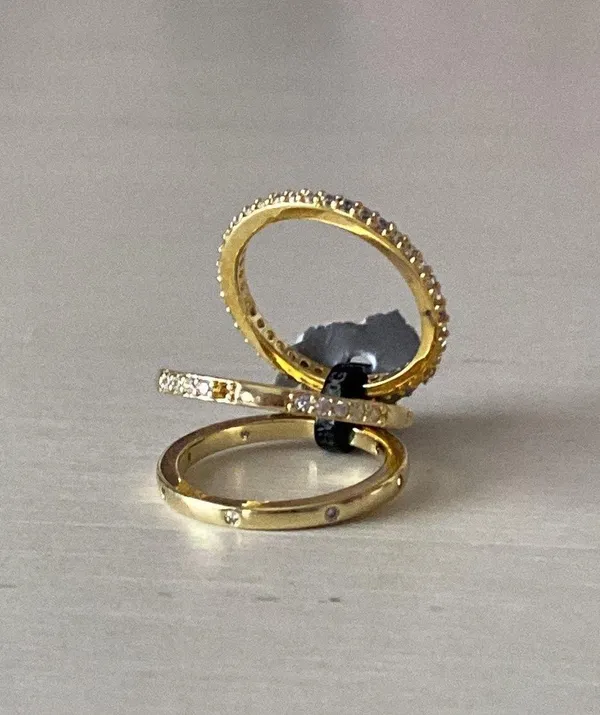 Nordstrom NWOT Adornia set of three gold cubic zicronia stacking rings - Image 3