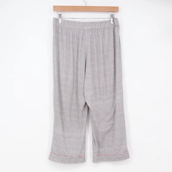 Rae Dunn Pajama Set Women's L Grey Striped Button-Down Excellent - Image 8