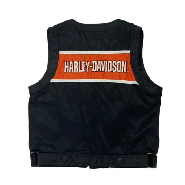 *Harley Davidson Womens Vest Size XS Black Racing Zip Motorcycle Biker Nylon - Image 3