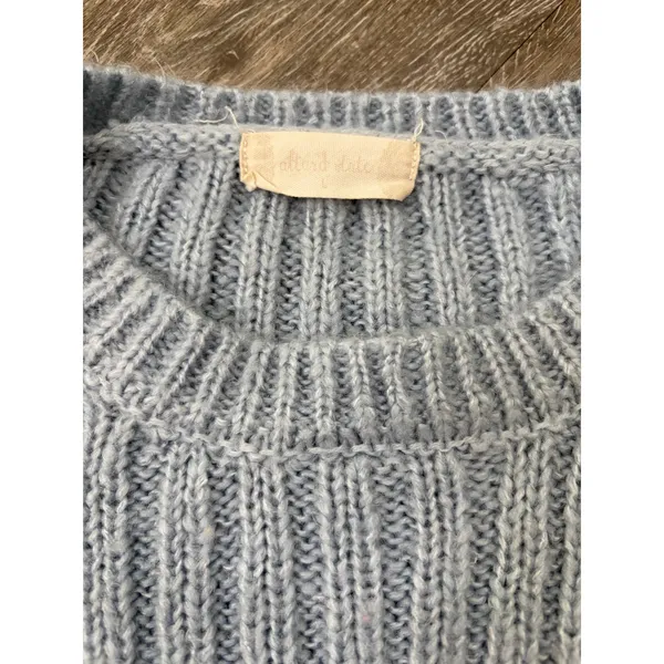 Altar'd State Crop Sweater Womens L Light Blue Rib Knit Balloon Sleeve - Image 4