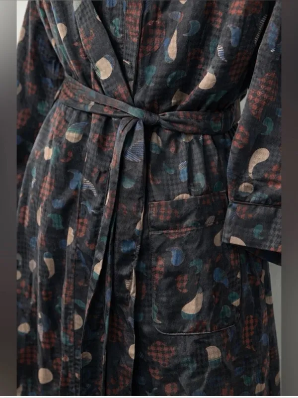 Vintage Christian Dior Monsieur Belted Jacquard Robe Paisley One Size - Image 9