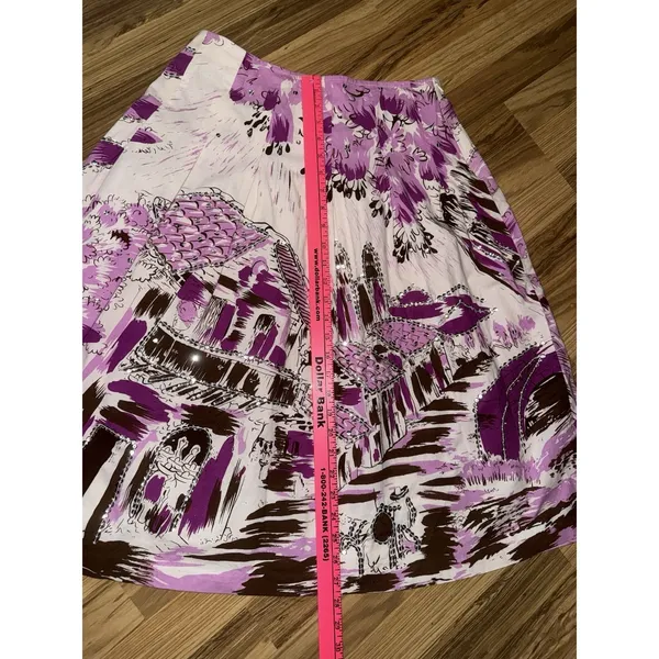 Bisou‎ Bisou Women's Sz 4 A Line Boho Cotton Skirt Sequins Pink White Purple - Image 9