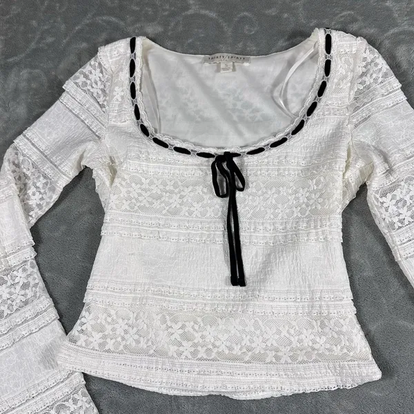 VTG Thirty Thirty Womens Y2K Lace Babydoll Top Small Coquette Romantic Ballet - Image 4